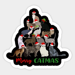 Funny Merry Catmas Christmas Cat Tree Sticker